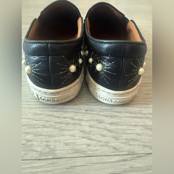 Aquazzura Cosmic Embellished Embroidered Leather Slip-On Sneakers Women’s Siz 37 - Picture 5 of 8